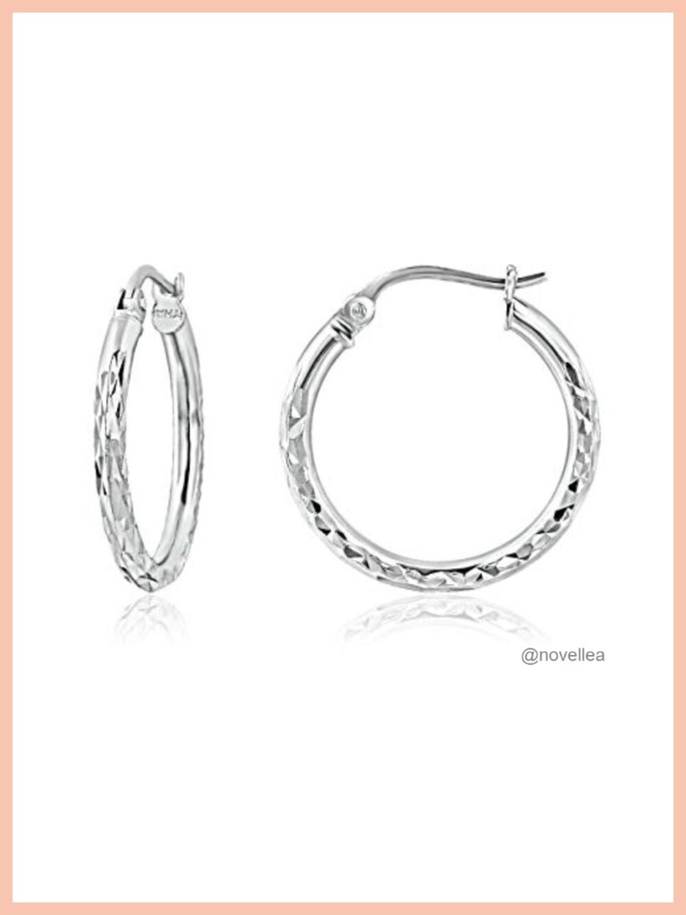 925 Sterling Silver Diamond-Cut Hoop Earrings Hypoallergenic